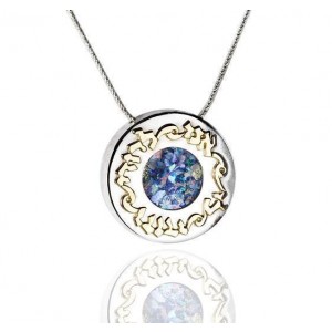 Pendant in Sterling Silver & 9k Yellow Gold with Roman Glass and Ani LeDodi-Rafael Jewelry Jewish Necklaces