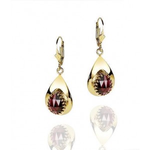 Rafael Jewelry Designer Drop 14k Yellow Gold Earrings with Garnet Stone Default Category