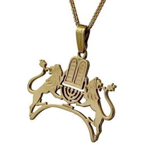 Rafael Jewelry Designer 14k Yellow Gold Pendant with Ten Commandments & Lions of Judah Default Category