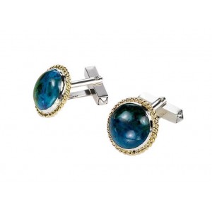 Eilat Stone Cufflinks in Sterling Silver and 9k Yellow Gold Rafael Jewelry Designer Default Category