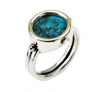 Rafael Jewelry Round Ring in Sterling Silver with Eilat Stone & Gold-Plating Artists & Brands