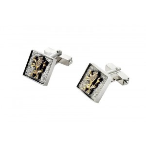 Square Cufflinks in Sterling Silver with Lion of Judah by Rafael Jewelry Jewish Jewelry