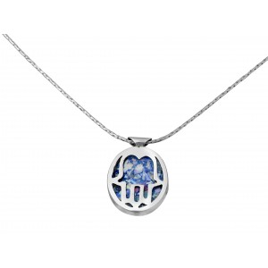 Hamsa Pendant in Sterling Silver & Roman Glass by Rafael Jewelry
 Jewish Jewelry