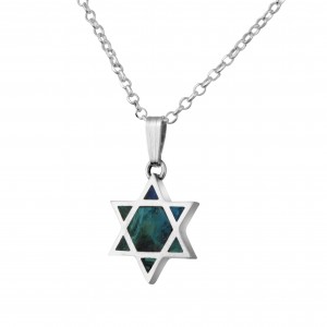 Star of David Pendant with Sterling Silver & Eilat Stone by Rafael Jewelry Jewish Necklaces