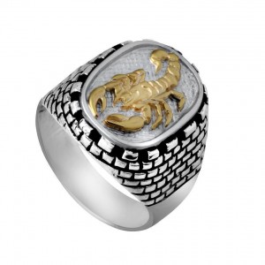 Rafael Jewelry Sterling Silver Ring with Scorpion in Gold Israeli Jewelry Designers