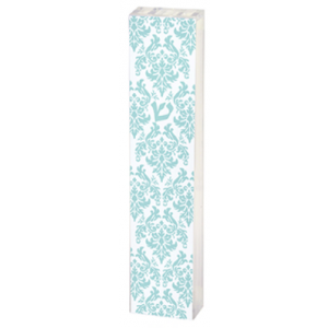 White Mezuzah with Turquoise Detailing Jewish Home