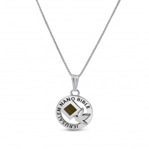 925 Silver Necklace with Nano Bible and Peace Dove Design World of Judaica Recommends