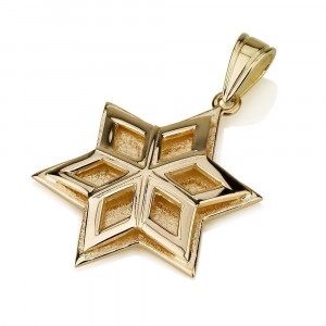 Star of David Pendant Double Design in 14K Yellow Gold Star of David Jewelry
