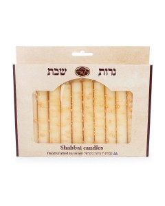 Galilee Style Candles Shabbat Candles with Dripped Lines - Natural Candle Holders & Candles