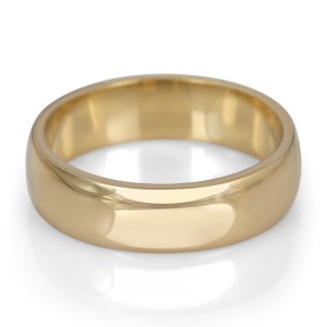 14K Gold Jerusalem-Made Traditional Jewish Wedding Ring With Comfort Edge (6 mm) Jewish Wedding