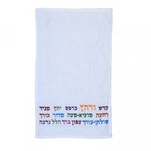 Yair Emanuel Embroidered Passover Netilat Yadayim Towel (Multicolored) Judaica