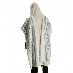 White Hermon Wool Tallit with Coloured Stripes Judaica