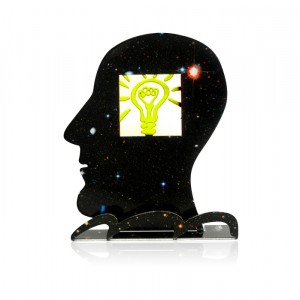 David Gerstein What an Idea Head Sculpture with Galaxy Pattern Israeli Art