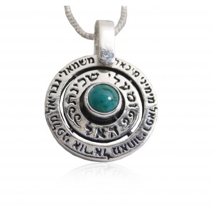 Disc Pendant with Angel Prayer & Turquoise Stone Artists & Brands