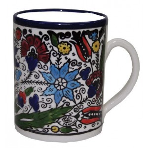 Armenian Ceramic Mug with Floral Scilla Armenia Motif Jewish Coffee Mugs