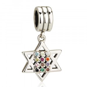 Charm with Hoshen and Star of David Design in Sterling Silver Star of David Jewelry