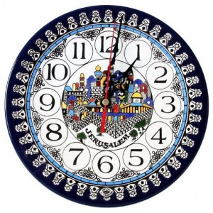 Armenian Ceramic Clock with Jerusalem Design Jerusalem Day
