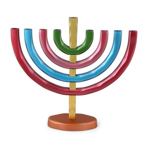 Yair Emanuel Classic Anodized Aluminum Menorah - Rainbow Hanukkah Gifts