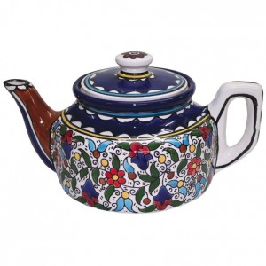 Teapot with Anemones Flower Motif Jewish Home