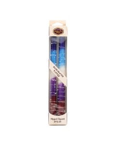Wax Shabbat Candles by Galilee Style Candles with Blue, Purple, White and Red Stripes Candle Holders & Candles