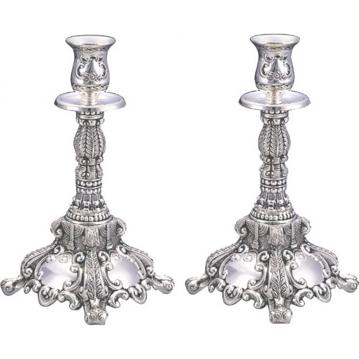 25 Centimetre Two Piece Candlestick Set with Leaves and Mirrors