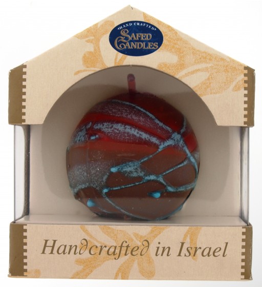 Galilee Style Candles Orb Candle with Red, Orange and Brown Stripes