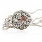 Rafael Jewelry Filigree Pomegranate Pendant in Sterling Silver with Garnet