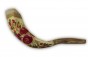 Ram Horn Shofar with Oil Painting of Pomegranates and Flowers